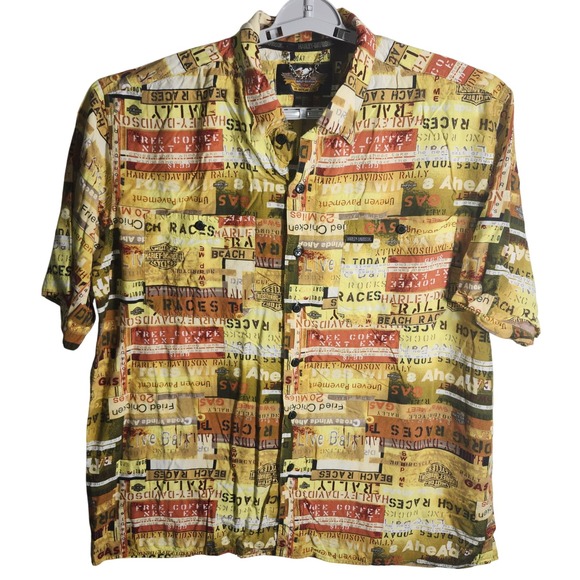Harley Davidson American Legend Rayon Short Sleeve Button Up Shirt XL - Picture 1 of 8